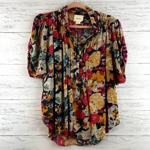 Maeve Floral Short Sleeve Popover Top Size 12